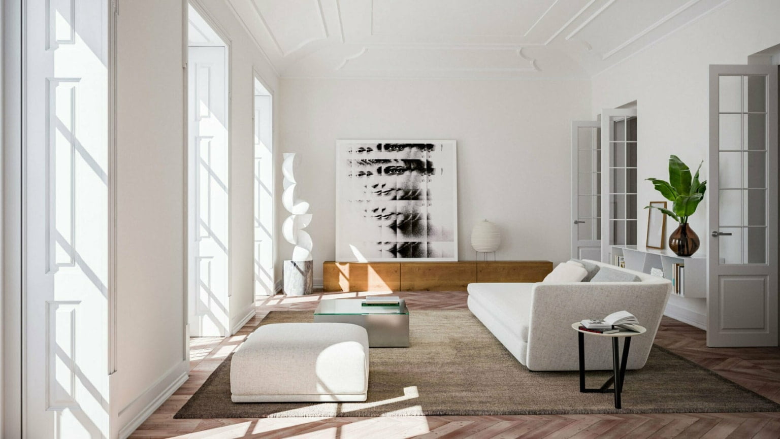 Bright modern living room with minimalist decor