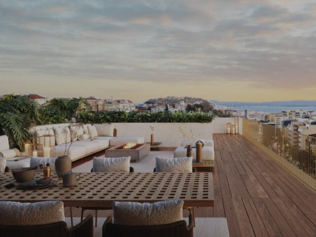 Modern rooftop terrace with stunning city views