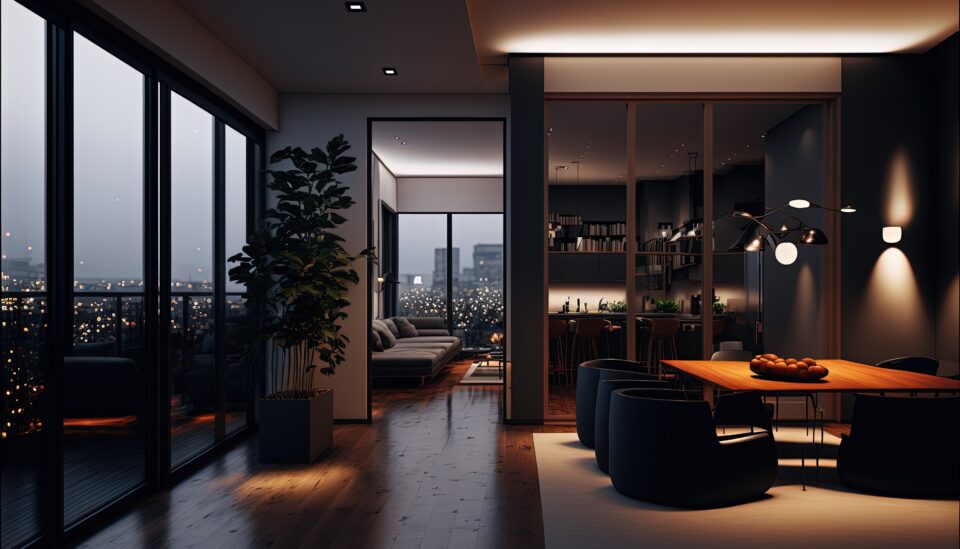 interieur appartement luxueux beau design interieur maison generative ai cropped